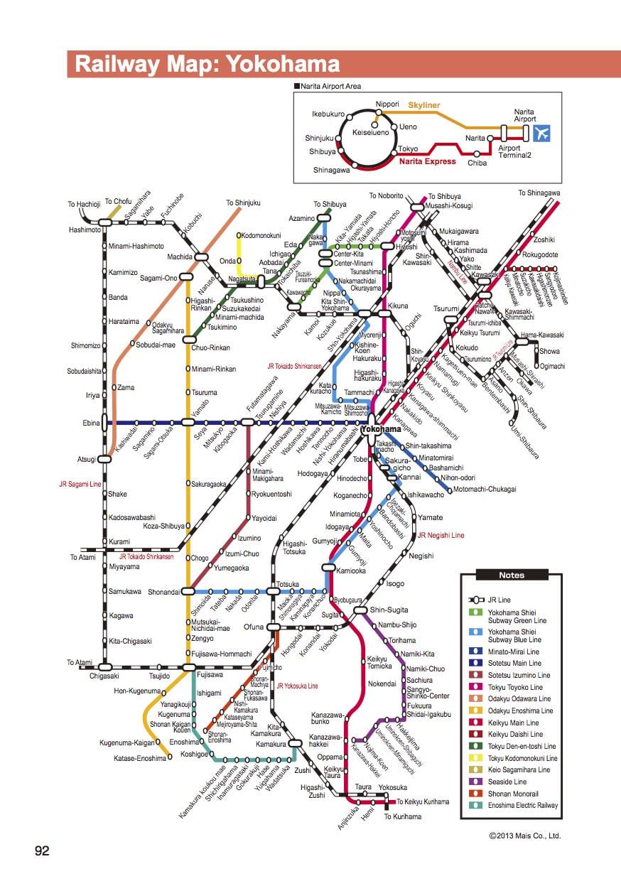 Tokyo, Yokohama rongi kaart