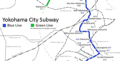 Yokohama metroo kaart
