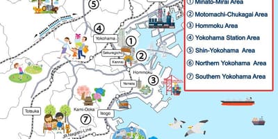 Yokohama vaatamisväärsusi kaardil